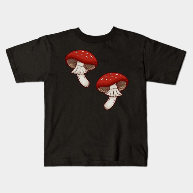 Toadstool Mushroom Fungi Repeating Pattern Kids T-Shirt by alinabeska